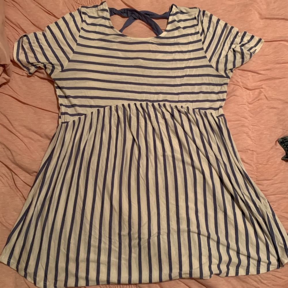 Pink Blush striped Peplum maternity top size L